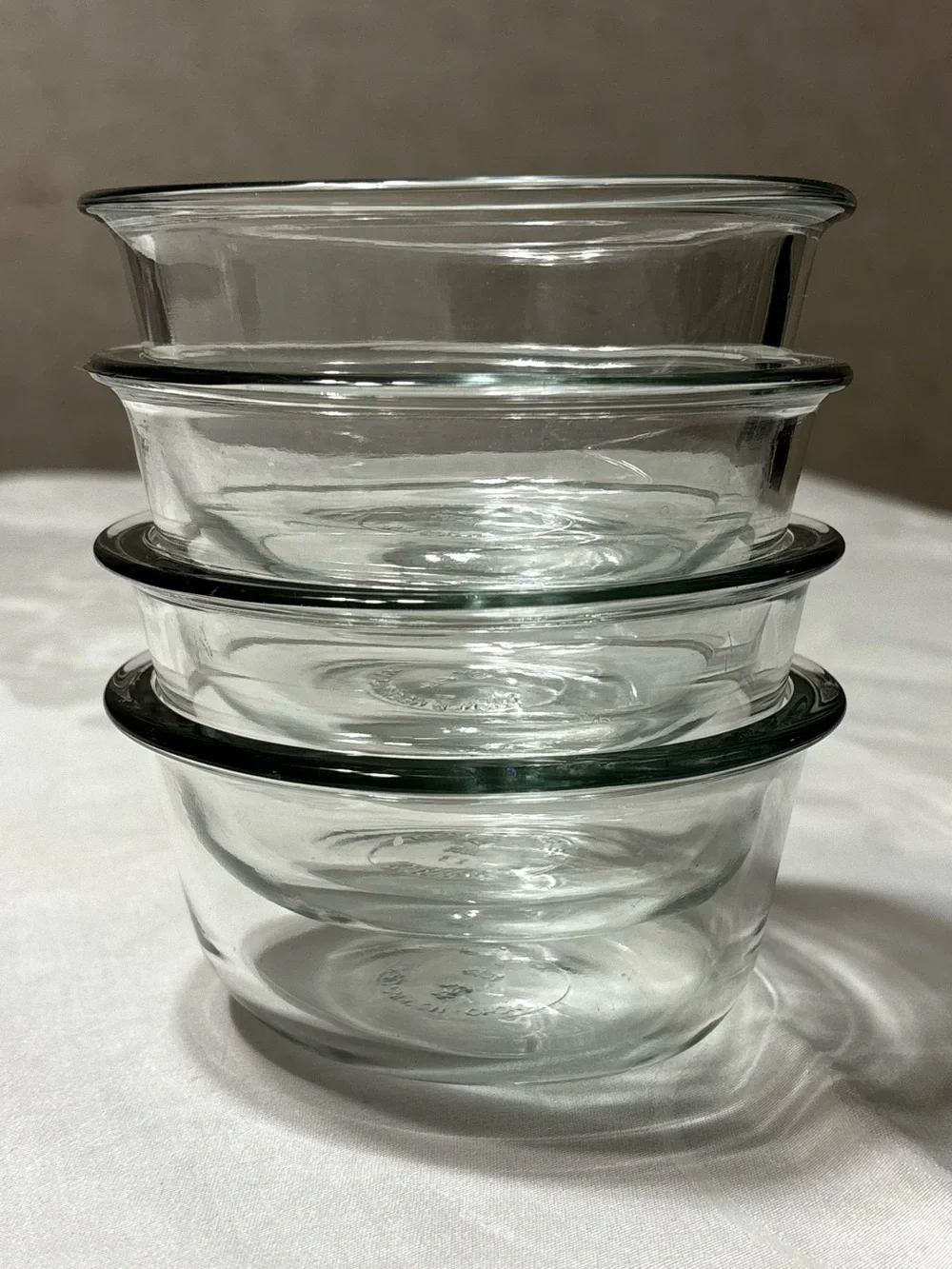 Lot Of 4 Vintage Anchor Hocking 1019 Clear Glass Oval 10oz Ramekins Custard Cups